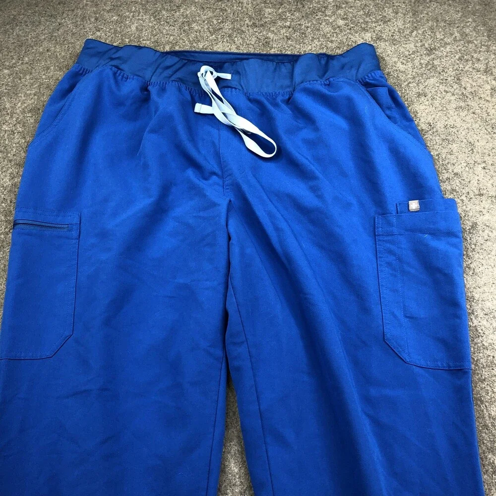 FIGS Scrub Pants Mens 3XL Blue Technical Collection Straight Drawstring Cargo